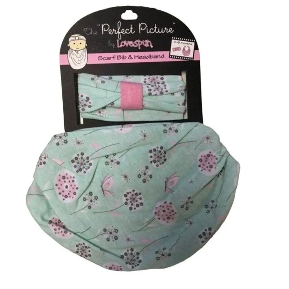 Lovespun Bib with Matching Headband NEW 4 Piece Infant Girl (NB-6M)